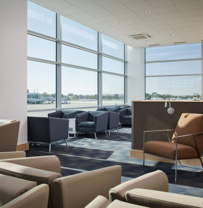 Renovation project at San Diego International Airport, creating the new Airspace Lounge. Construction by PRAVA Construction of Carlsbad, California.
