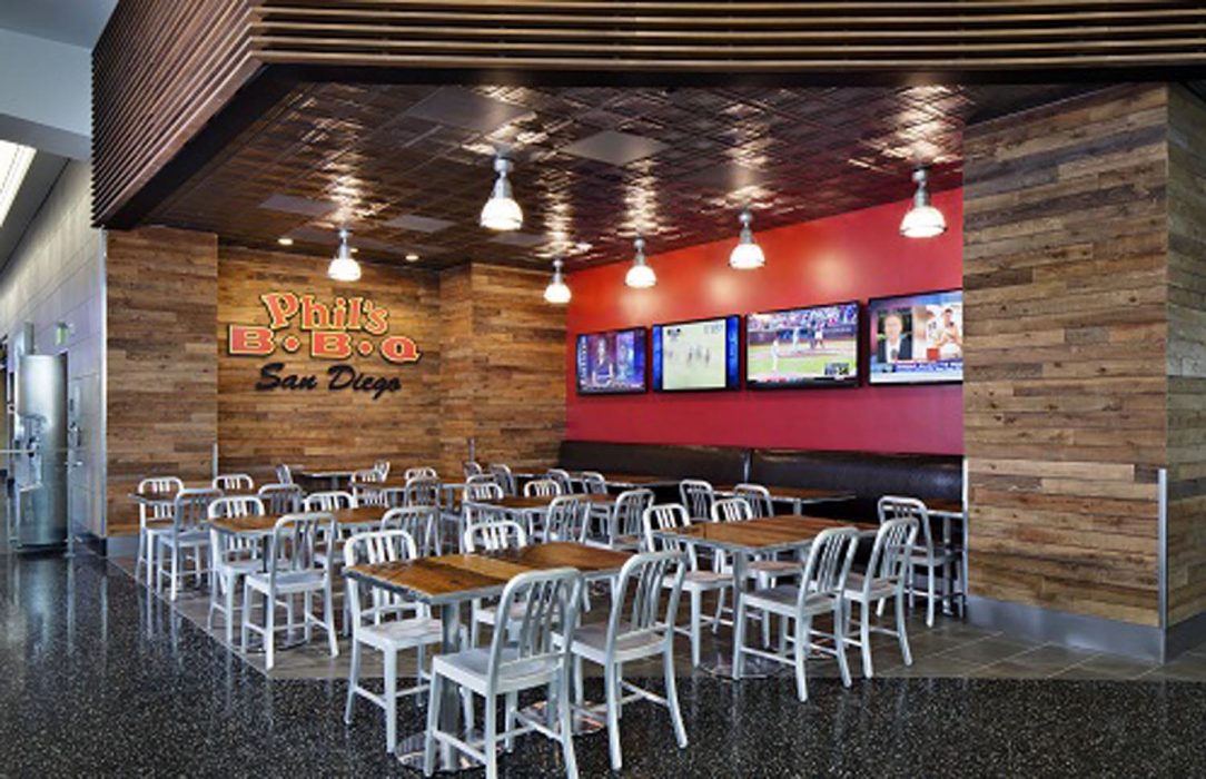 New location of Phil's BBQ in San Diego Airport Terminal 2 completed by PRAVA Construction.